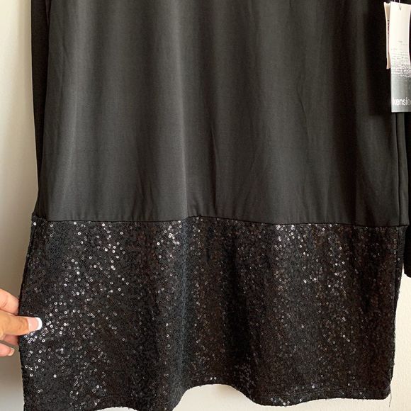 kensie Long Sleeve Black Jersey Dress Sz Large - Picture 4 of 8
